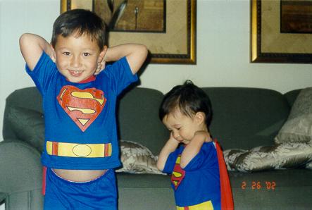 The boys in their Superman pajamas