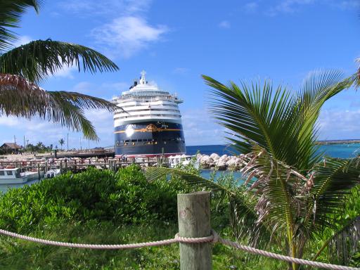 Disney ship docked in Castaway Cay