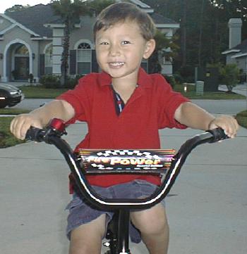 Matthew with his new bike
