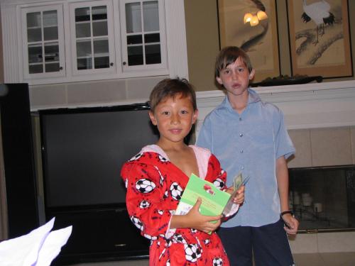 Matthew and Grayson at Matthew's 7th birthday party