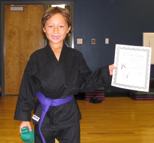Matthew at his purple belt test