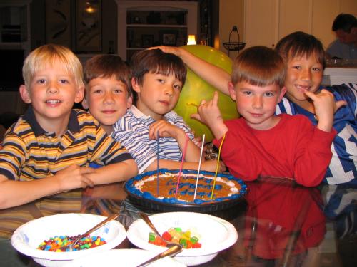 Ryan with Sam, Nick, Luke, Matthew at his birthday party