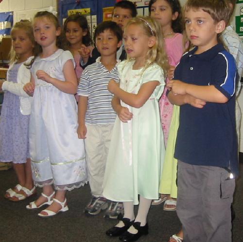 Ryan with his classmates in kindergarten