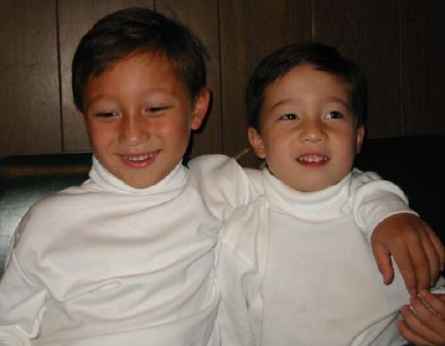 Matthew and Ryan getting ready for the family picture 