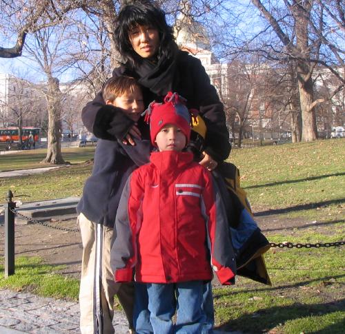 The boys and Mom on Boston Common