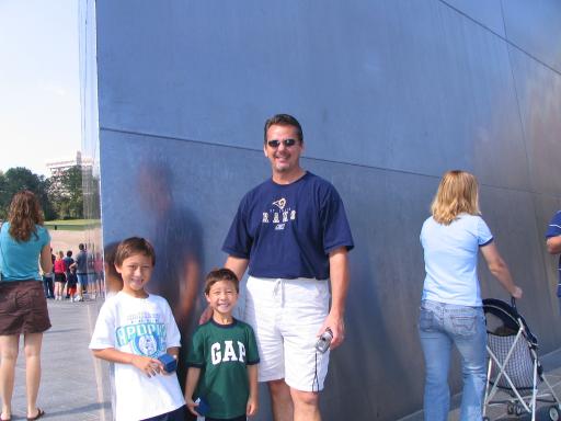 Uncle Dave with the boys at the St Louis Arch